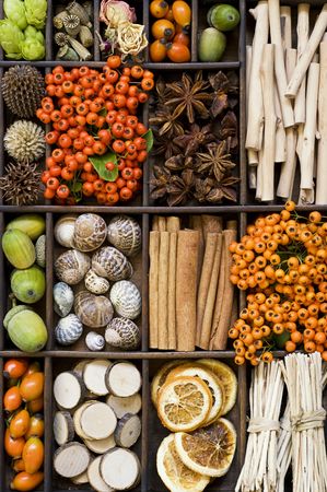 assortment of spices and nature materials