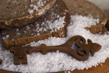 bread and salt, symbol for good luck in a new homeの写真素材