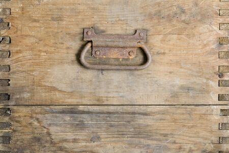 old wooden box plank with handleの写真素材