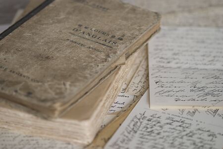 close up of old booksの写真素材