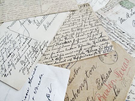 background of old handwritten lettersの写真素材