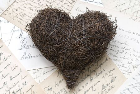 heart on old lettersの写真素材