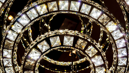 bright crystal diamond blue chandelier with luxury designの写真素材