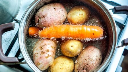 Boiled potato and carrot