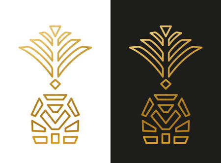 Modern Golden Pineapple Shapeのイラスト素材