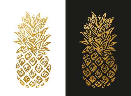 Modern Golden Pineapple Shapeのイラスト素材