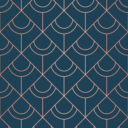 Geometric pattern consisting of lines. Trendy copper metallic look.のイラスト素材
