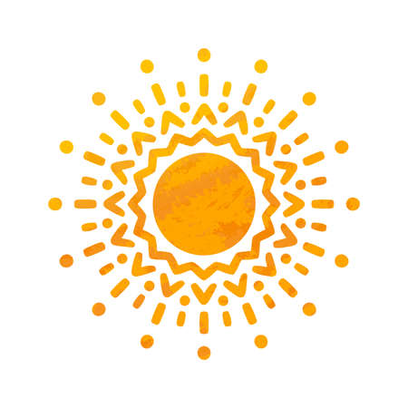 Beautiful Sun With Structure. Hand Drawn. Ornamental mandala.のイラスト素材