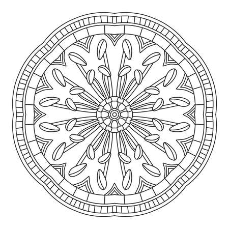 Floral mandala shape for coloring. Vector flower mandala. Oriental. Book Page. Outline.のイラスト素材