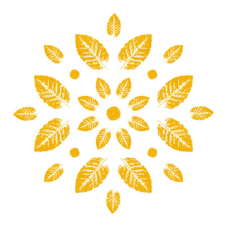 Leaves Mandala - Round Nature Ornamentのイラスト素材