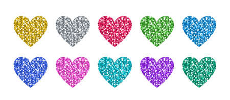 Glitter Heart Set In Differently Colors