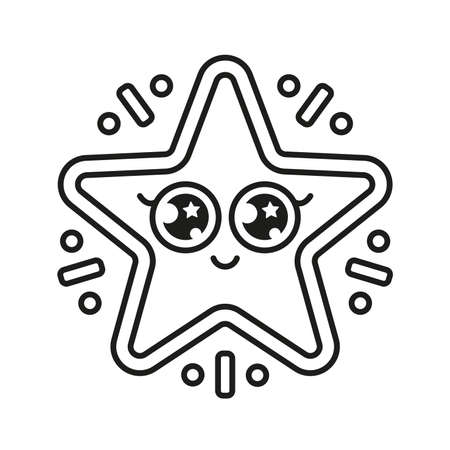 Very Cute Star - Christmas coloring page for book and drawingのイラスト素材