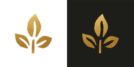 Golden Vegan Vector Logo - Vegan Iconのイラスト素材