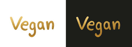 Golden Vegan Vector Logo - Vegan Iconのイラスト素材