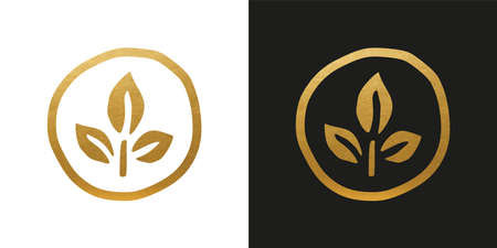 Golden Vegan Vector Logo - Vegan Iconのイラスト素材