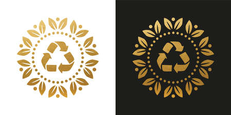 Golden Recycle Icon - Vector Symbolのイラスト素材