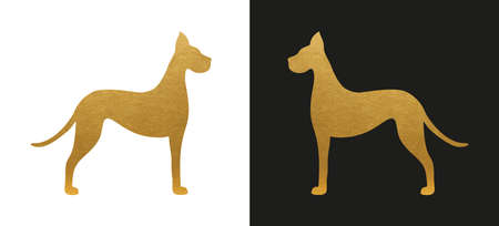 Gold Dog Shape - Isolated Dog Silhouetteのイラスト素材