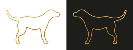 Gold Dog Shape - Isolated Dog Silhouetteのイラスト素材