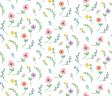 Flower Pattern - Seamless Vector Backgroundのイラスト素材