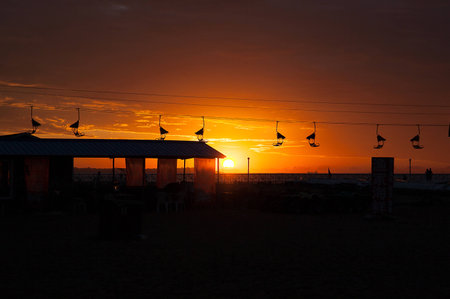 Before sunrise island sightseeing tramの写真素材