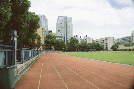 Wuhan fourteenth middle school fieldのeditorial素材