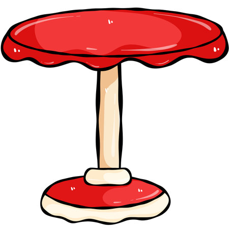 Illustration of a Red Table with a Red Tablecloth on White Backgroundの写真素材