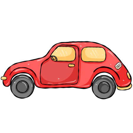 Cute Christmas Red Car Illustrationの写真素材