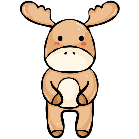 Illustration of a Cute Cartoon Reindeerの写真素材