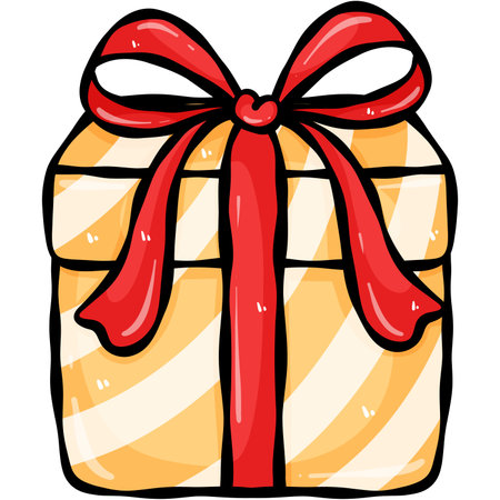 Illustration of a Gift Box with a Red Ribbon on a White Backgroundの写真素材