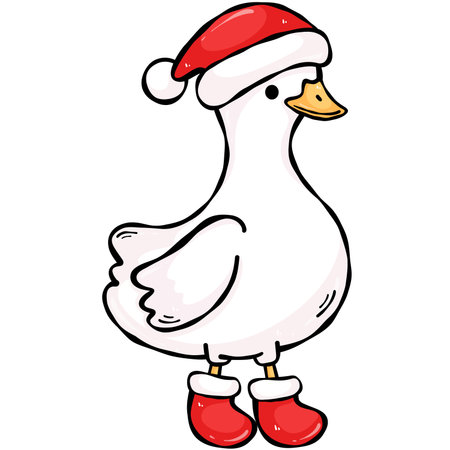 Silly Goose Christmas Character Clipart Collection on Transparent Backgroundの写真素材