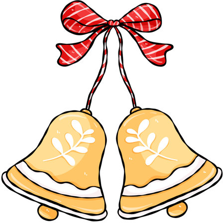 Bell with a red bow. illustration of a Christmas bell.の写真素材