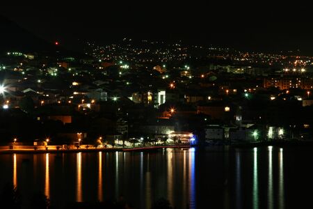 Night view of Trogir in Croatia.の写真素材