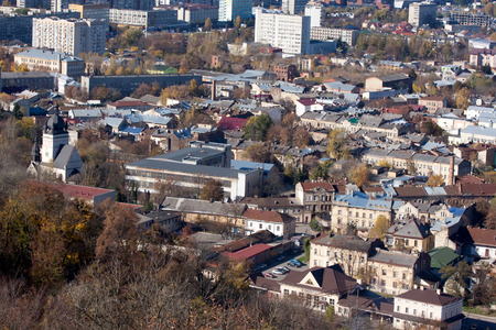 View on the urbal landscape of Lviv in Ukrain.