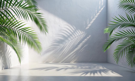 A modern bright minimalist space with clean white wallsの素材