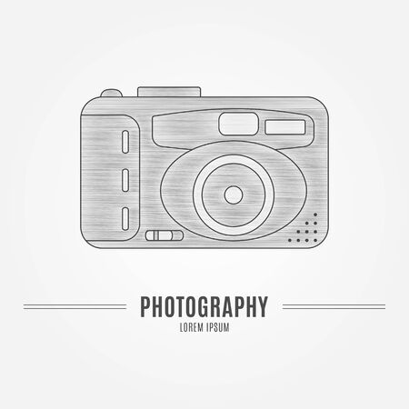 Old camera - branding identity element, isolated on white background.   design concept. Isolated high quality vector graphic.のイラスト素材