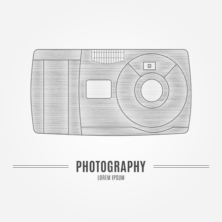 Old camera - branding identity element, isolated on white background.   design concept. Isolated high quality vector graphic.のイラスト素材