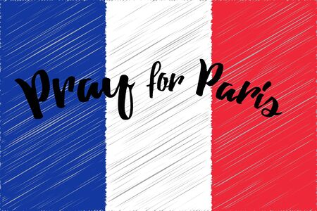 France national flag. Pray for Paris. Vector illustrationのイラスト素材