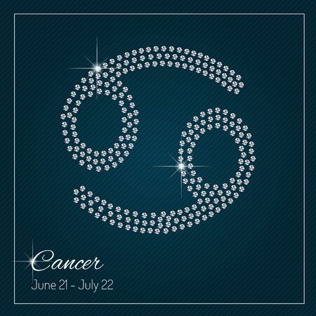 Shimmering diamond luxury Zodiac sign, Cancer. Template with a glamour design element and a place for your text. Isolated high quality concept. Clean, modern and elegant style design.のイラスト素材
