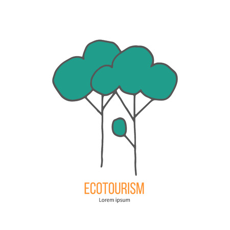 Deciduous trees. Ecotourism colorful flat design element isolated on a white background.のイラスト素材
