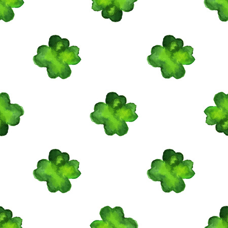 Watercolor seamless pattern with four leaf clover.のイラスト素材