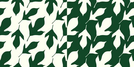 Set of seamless patterns with different types of leaves.のイラスト素材