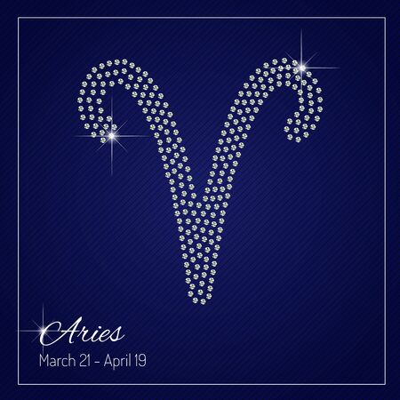 Shimmering diamond luxury Zodiac sign, Aries. Template with a glamour design element and a place for your text. Isolated high quality concept. Clean, modern and elegant style design.のイラスト素材
