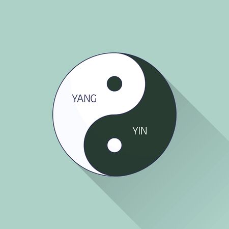 Yin Yang. Line, flat design. Flat icon with long shadow. Concept for beauty salon, massage, cosmetic and spa.のイラスト素材