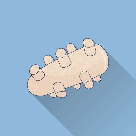 Hand drawn reflexology Thai hand massage tool. Flat icon, colored image with long shadow on pink background.のイラスト素材