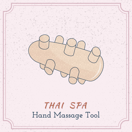 Hand drawn reflexology Thai hand massage tool. Design elements on grange backgroundのイラスト素材