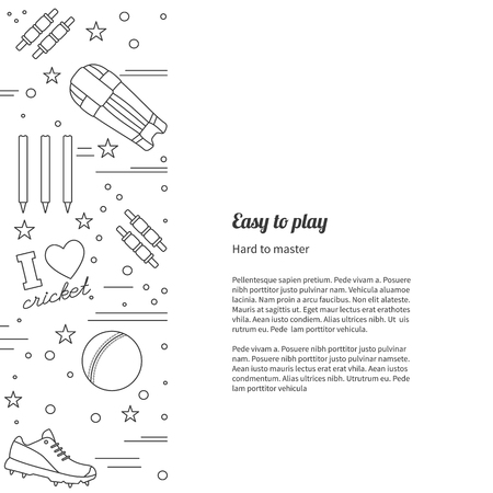 poster with cricket symbols and objects and with place for text.のイラスト素材