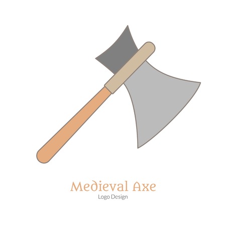 Medieval guard, battle axe, broadax isolated on white background.のイラスト素材