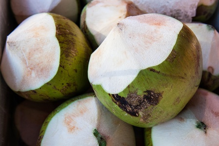 Thai coconuts in the marketの写真素材