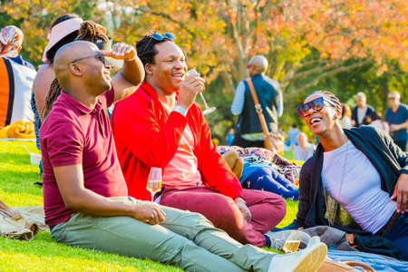 Johannesburg, South Africa - May 12 2018: Diverse People at an outdoor Food and Wine Festivalのeditorial素材