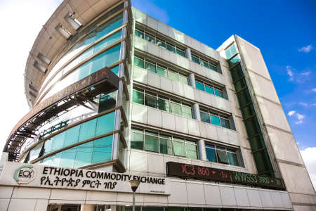 Addis Ababa, Ethiopia - January 30 2014: Exterior of the Ethiopia Commodity Exchange Building